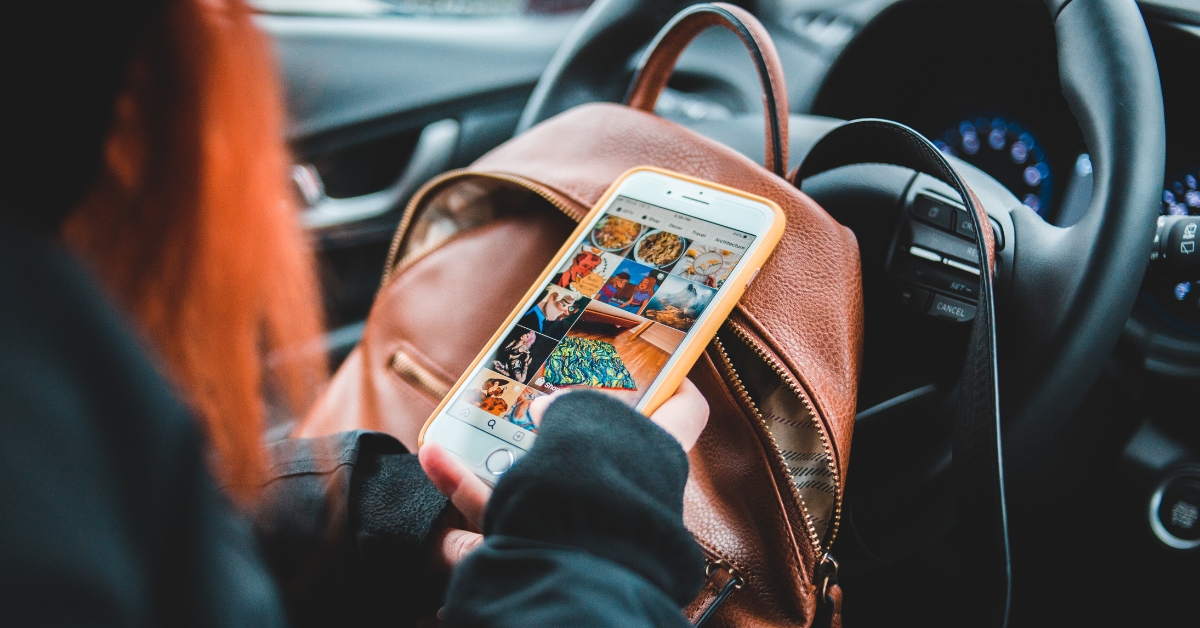 playing phone inside the car