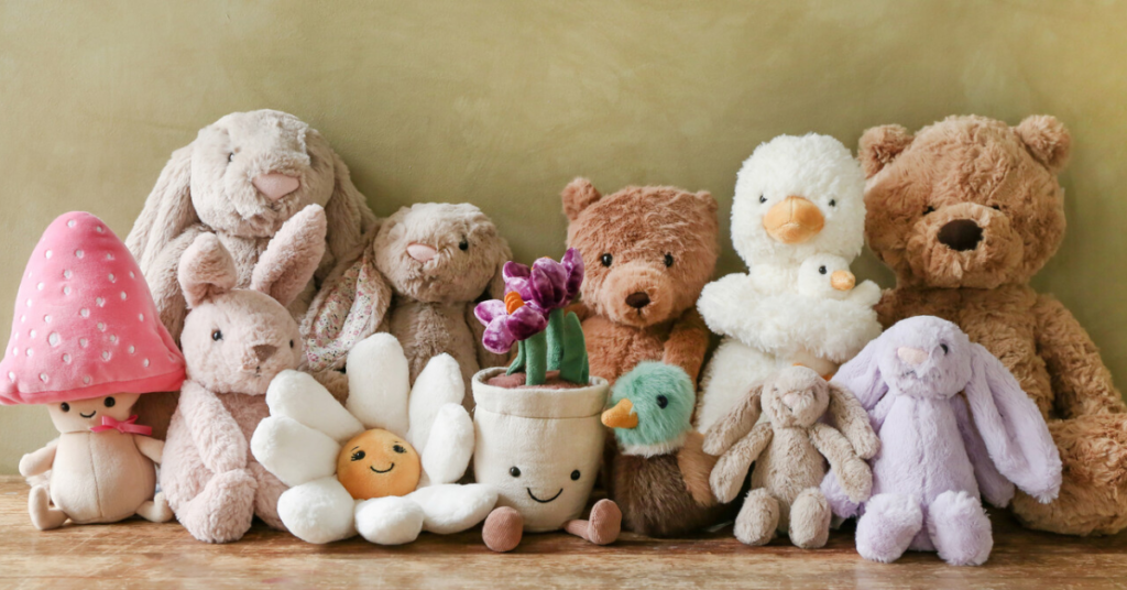 group of stuffed toys
